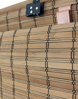 Brown Carbonized Bamboo Slat Cordless Roll Up Blind with Privacy Liner Backer