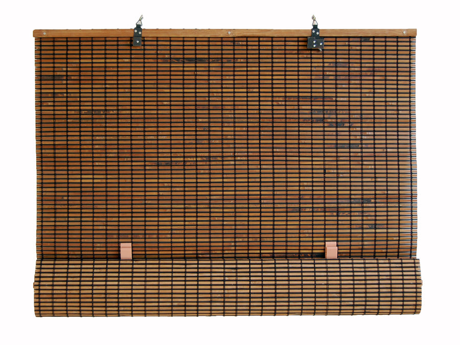 Espresso Brown Bamboo Slat Cordless Roll Up Window Blind