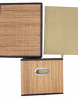 Bamboo Slat Foldable File Cabinet Storage Box Shelf Organizer Hanging File Folder with Lid [2 Pack, Letter/Legal Size]