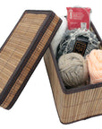 Brown Natural Bamboo Foldable Storage Box with Lid