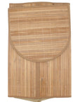 Foldable Bamboo Half-Moon Corner Laundry Hamper with Lid and Removable Cloth Liner