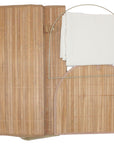 Foldable Bamboo Half-Moon Corner Laundry Hamper with Lid and Removable Cloth Liner