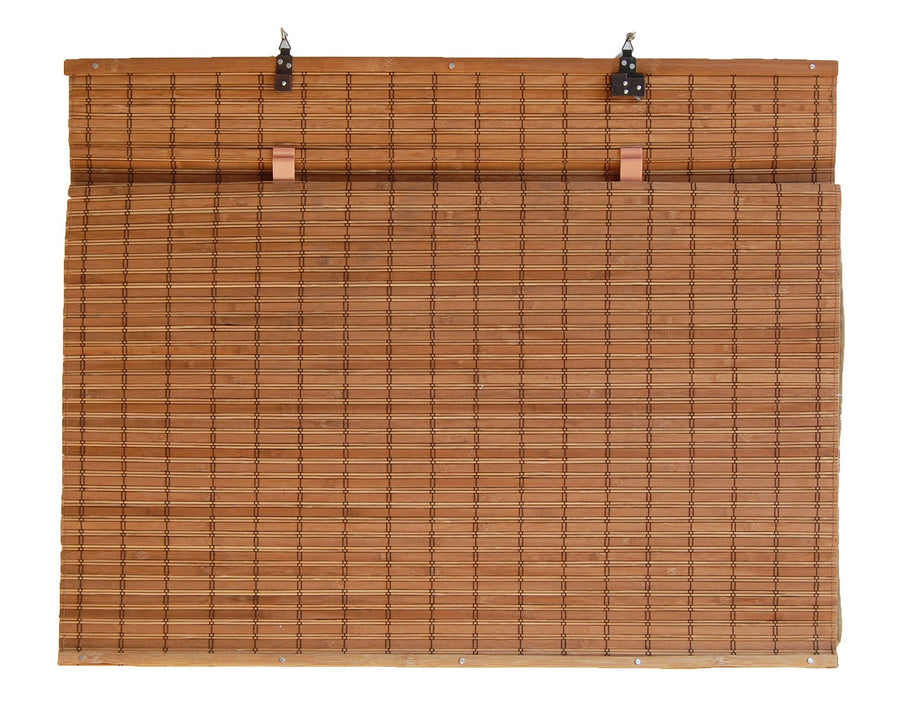 Seta Direct, Brown Cordless Bamboo Slat Roll Up Blind with Privacy Backer Liner