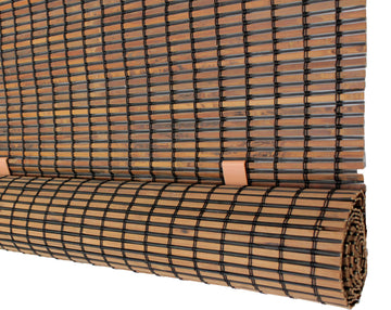 Seta Direct, Bamboo Slat Roll Up Cordless Window Blind Espresso Brown