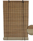 Brown Carbonized Bamboo Slat Roll Up Blind with Privacy Liner Backer