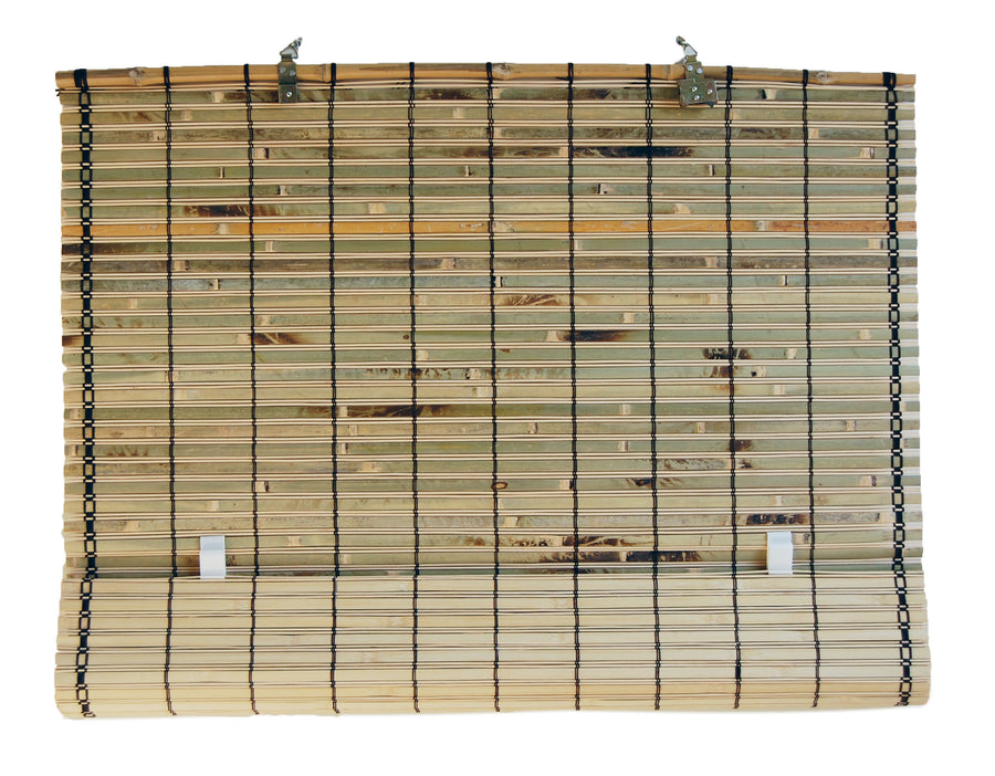 Natural Bamboo Slat Tortoise Shell Cordless Roll Up Window Blind
