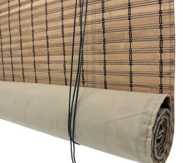 Seta Direct, Brown Bamboo Slat Roll Up Blind with Privacy Backer Liner