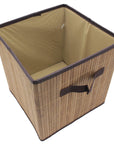 Bamboo Slat Foldable Cube Storage Bin Shelf Organizer [3 Pack]