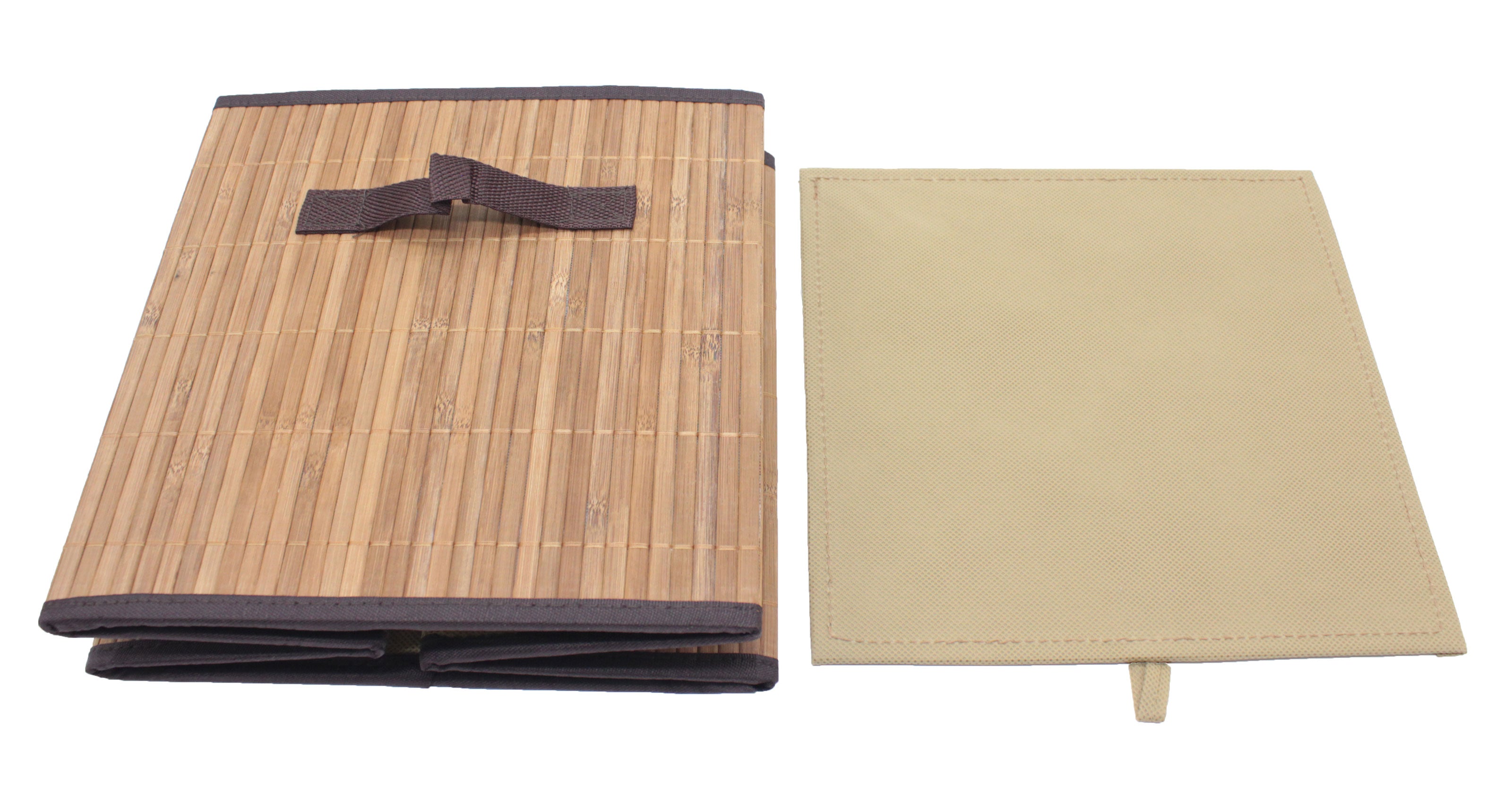 Bamboo Slat Foldable Cube Storage Bin Shelf Organizer [3 Pack]