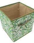 Green Leaves Patterned Canvas Foldable Cube Storage Bin Shelf Organizer [3 Pack]