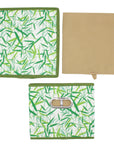 Green Leaves Patterned Canvas Foldable File Cabinet Storage Box Shelf Organizer Hanging File Folder with Lid [2 Pack, Letter Size]