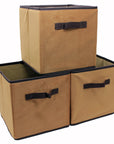 Brown Velvet Fabric Foldable Cube Storage Bin Shelf Organizer [3 Pack]