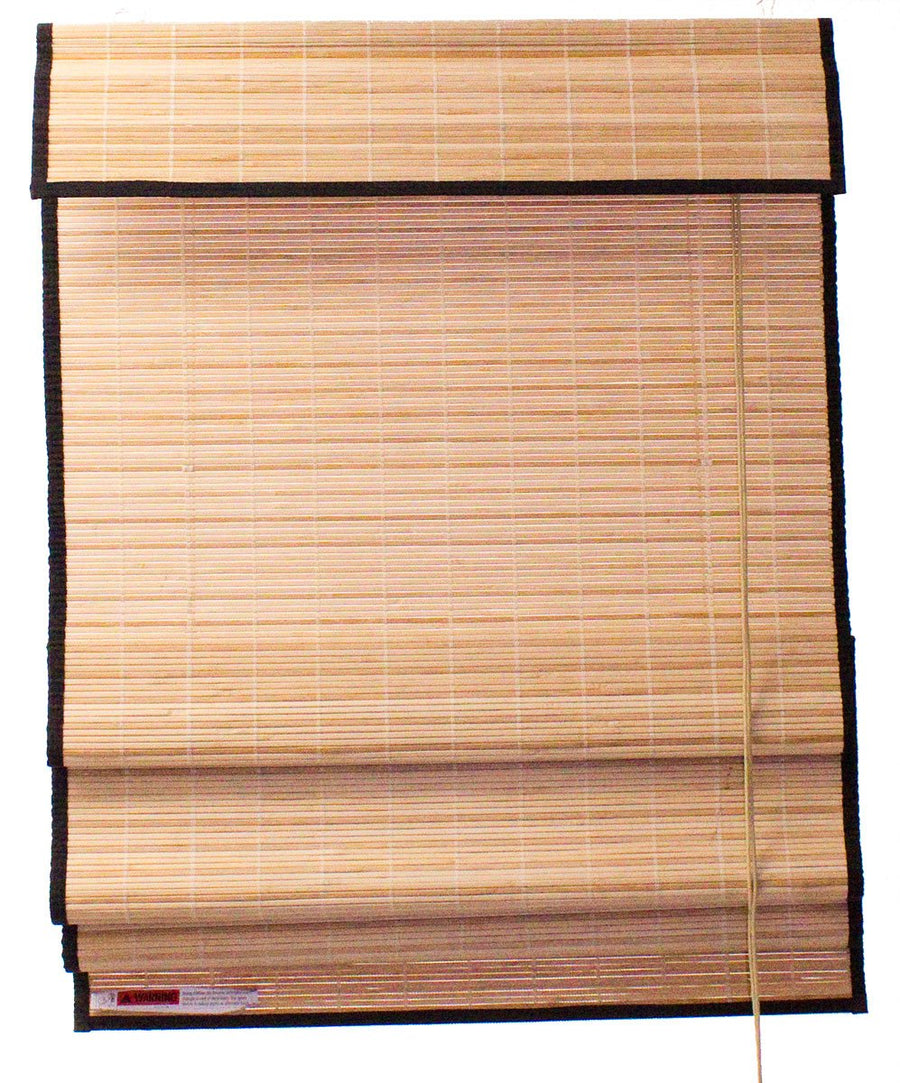 Natural Bamboo Slat Roman Shade with Valance