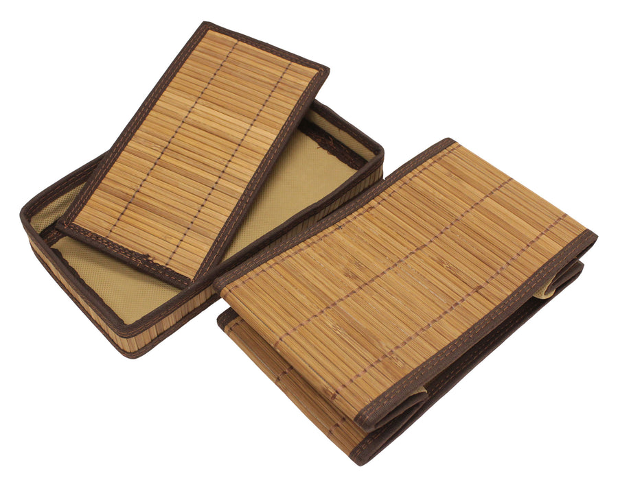 Brown Natural Bamboo Foldable Storage Box with Lid