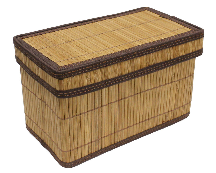 Brown Natural Bamboo Foldable Storage Box with Lid