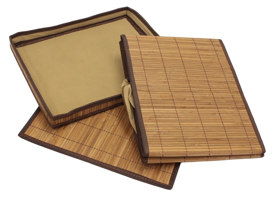 Brown Natural Bamboo Foldable Storage Box with Lid