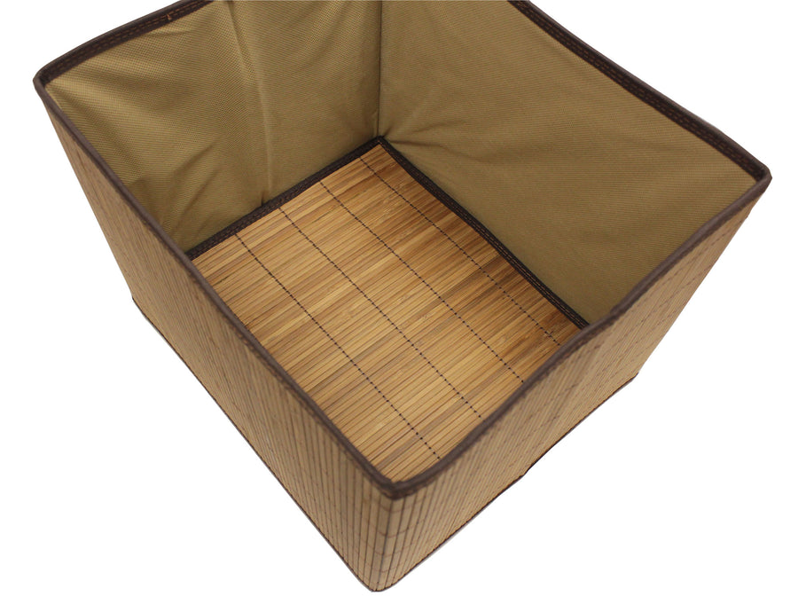 Brown Natural Bamboo Foldable Storage Box with Lid