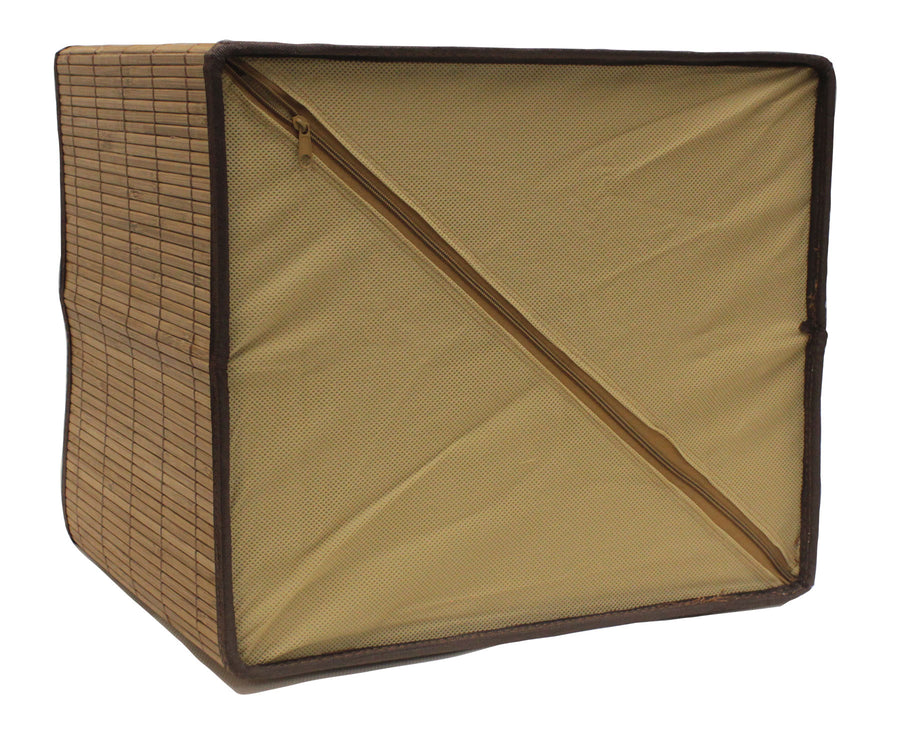 Brown Natural Bamboo Foldable Storage Box with Lid