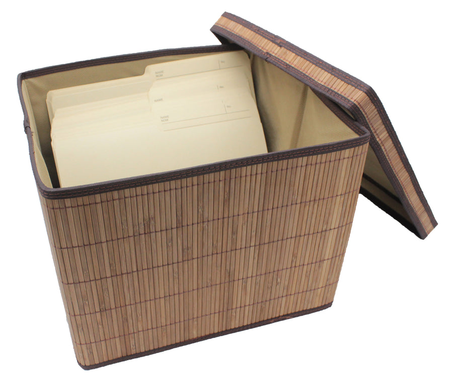 Brown Natural Bamboo Foldable Storage Box with Lid