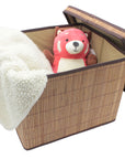 Brown Natural Bamboo Foldable Storage Box with Lid