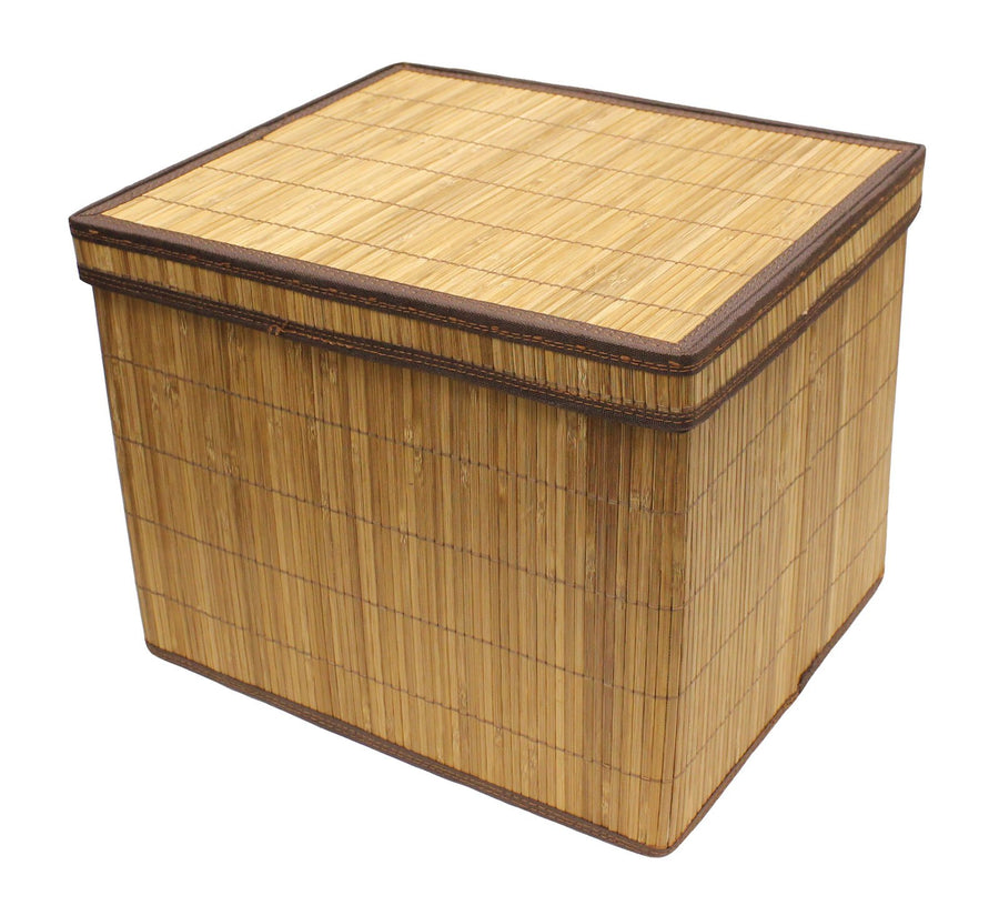 Brown Natural Bamboo Foldable Storage Box with Lid