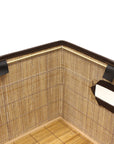 Brown Natural Bamboo Square Storage Bin Container with Cloth Liner [3 Pack]