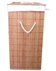 Foldable Bamboo Rectangular Laundry Hamper with Lid and Removable Cloth Liner